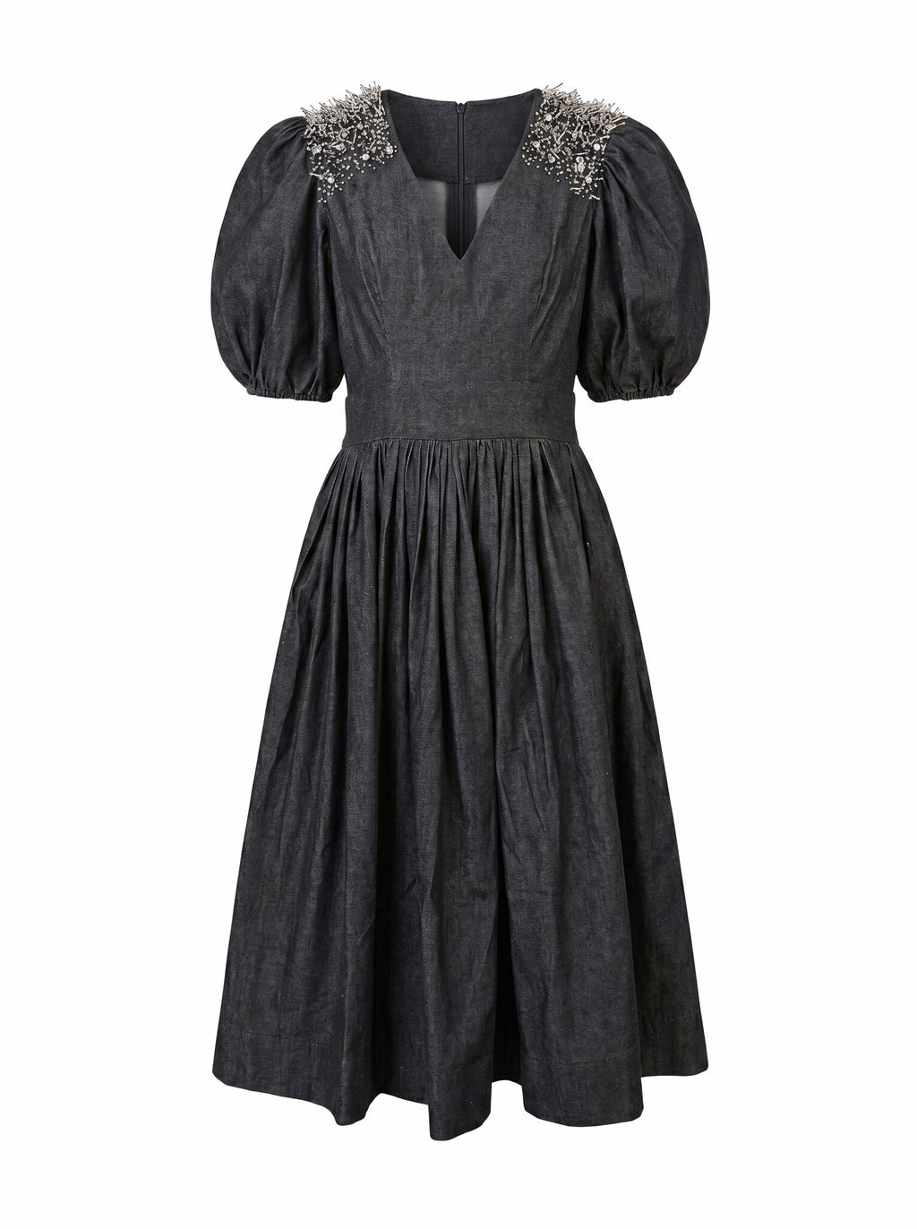 SoSaaVee Black Magic black embellished midi dress - ghost mannequin front