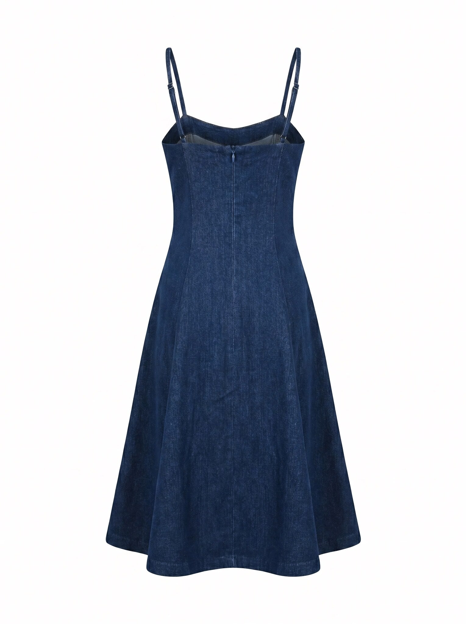 SoSaaVee Me Time navy denim midi dress - ghost mannequin back