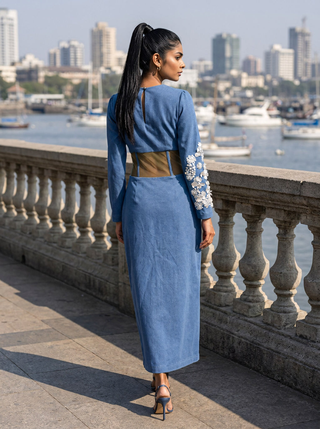 SoSaaVee Sunshine dress - model lifestyle Mumbai back view