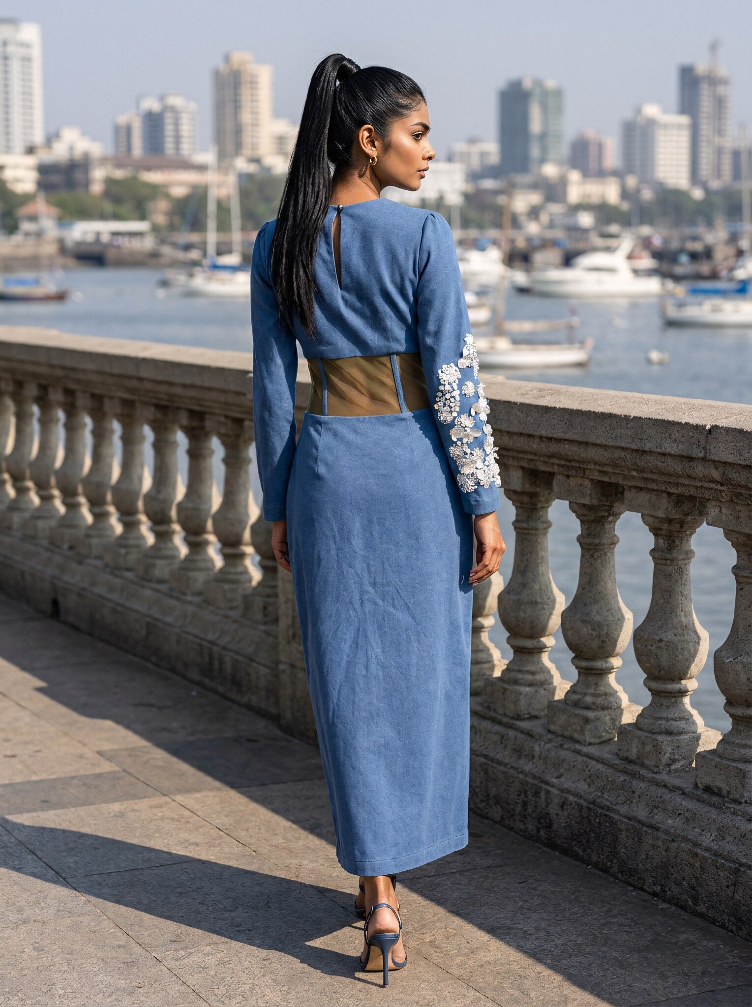 SoSaaVee Sunshine dress - model lifestyle Mumbai back view