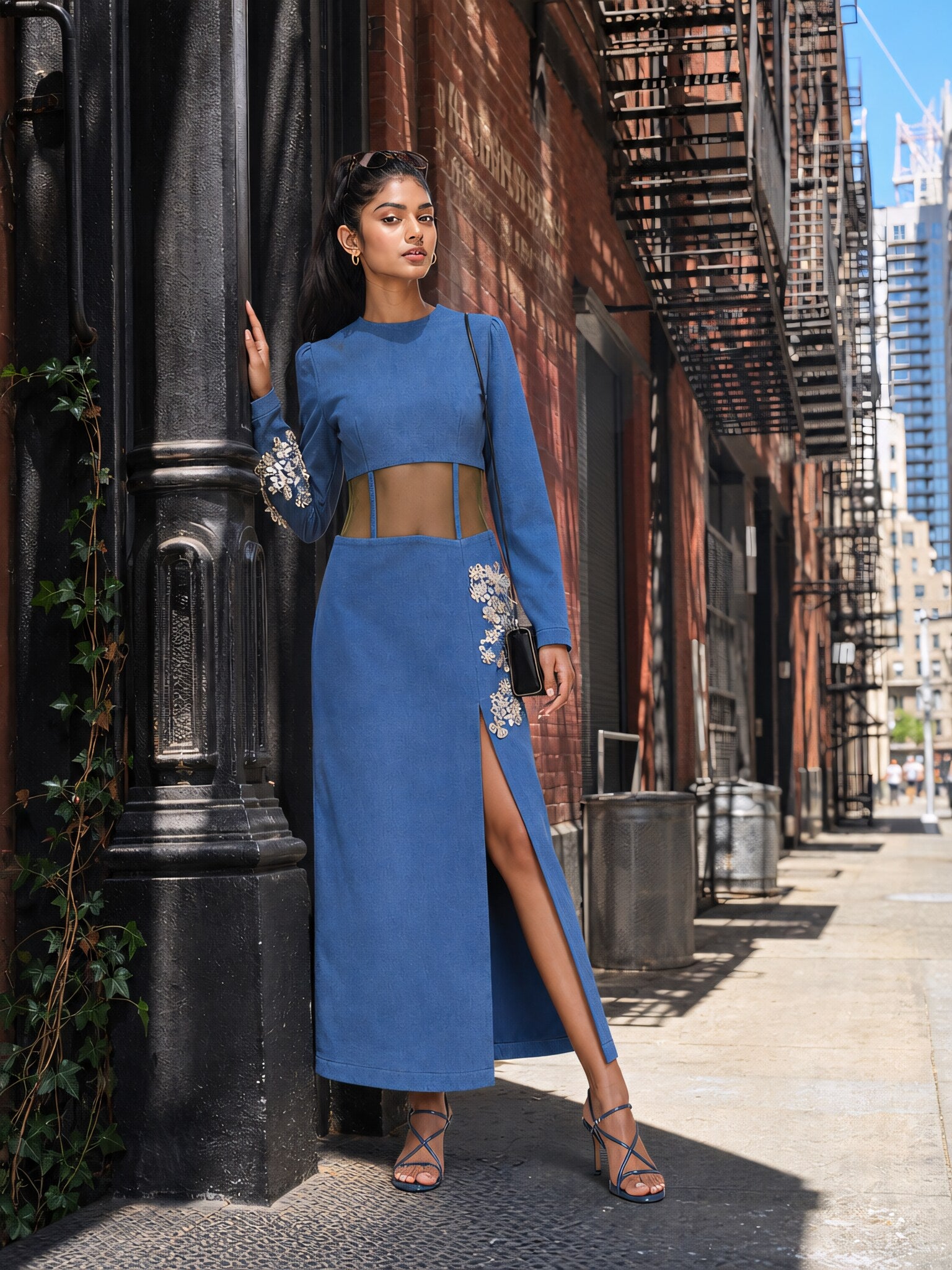 SoSaaVee Sunshine dress - model lifestyle NYC front view